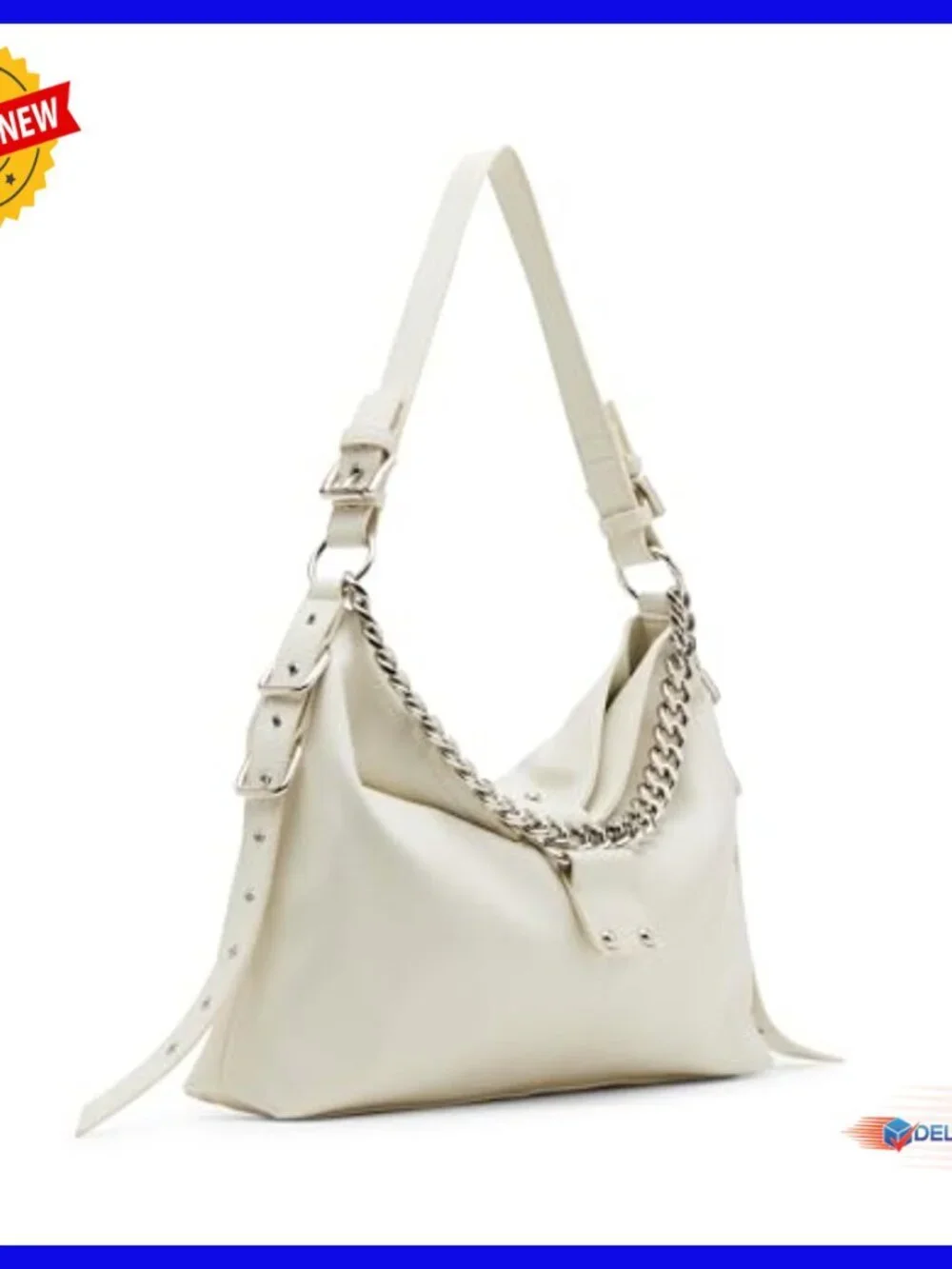 Vegan Leather Hobo Bag with Adjustable Strap and Interior Pocket